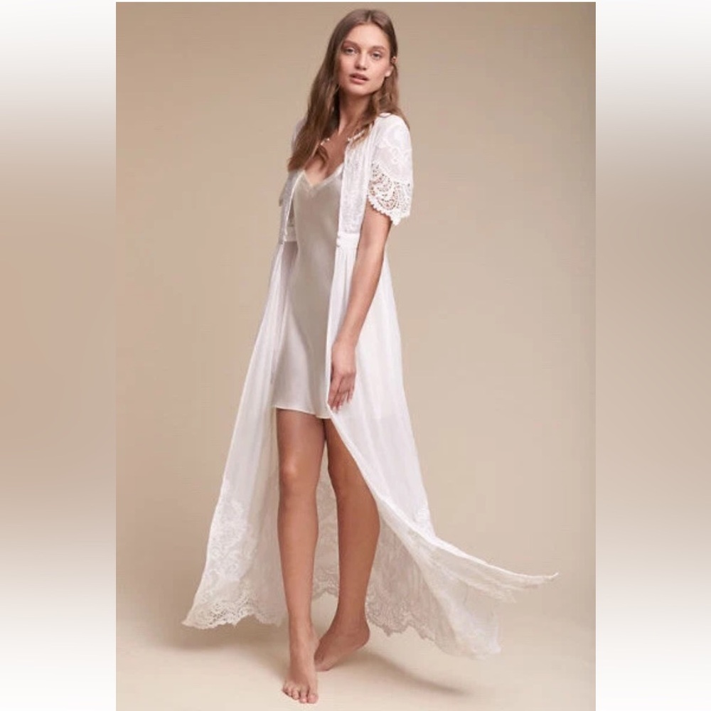 BHLDN White Sand Embroidered Lace Olivia Ethereal Robe Large - Picture 2 of 11